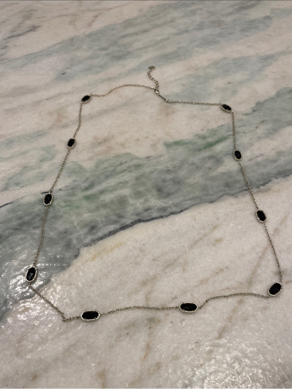 Kendra Scott Black Bezel Station Long Necklace